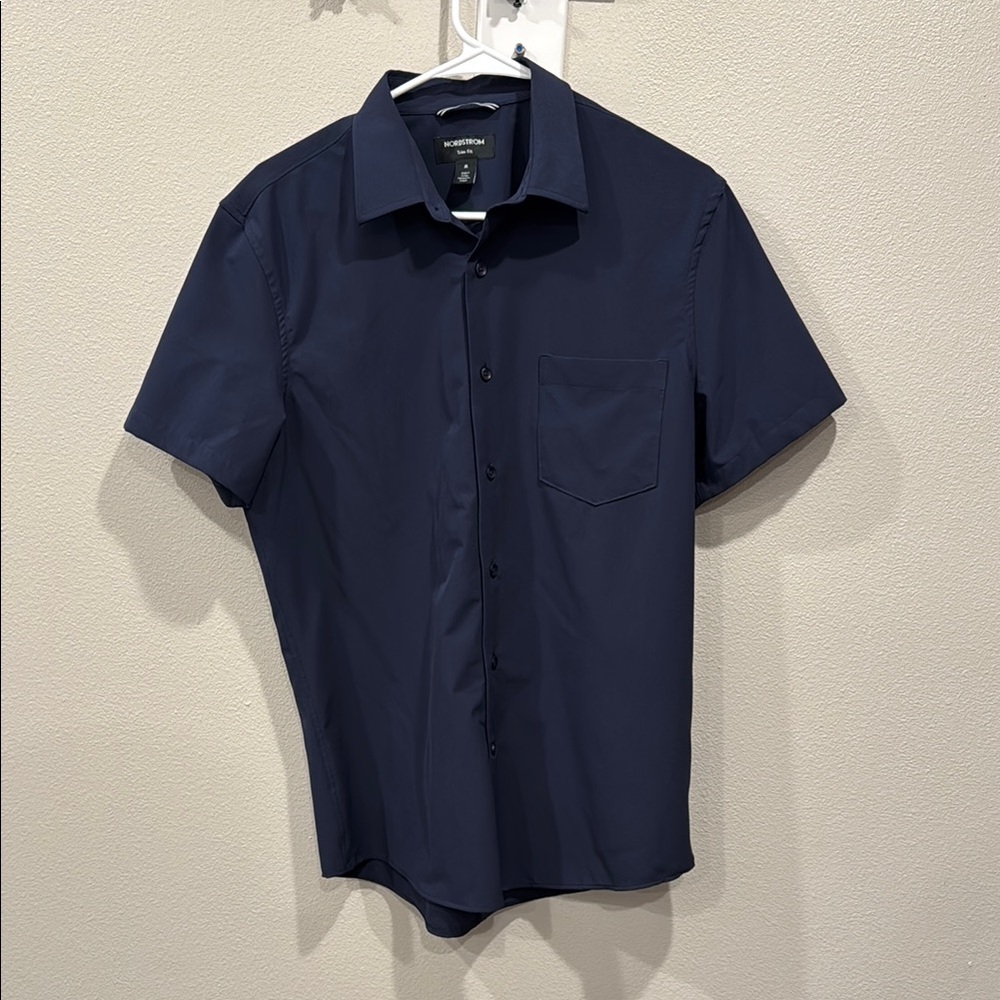 Nordstrom Trim Fit Navy Blue  Down Shirt -Size M